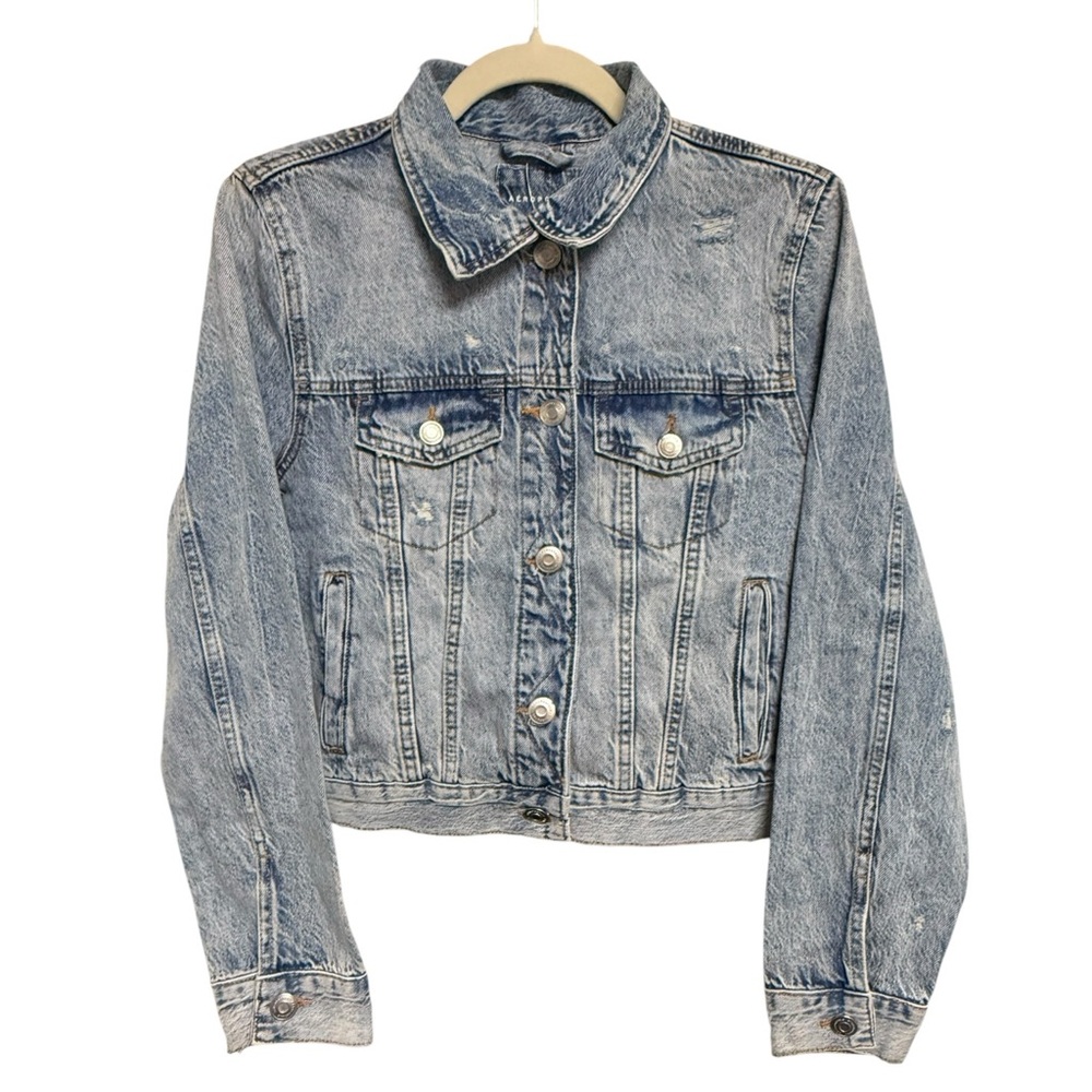 SOLD!! 🔥 Aeropostale Jean Jacket Light Blue Denim Acid Wash Small NEW - Picture 2 of 8